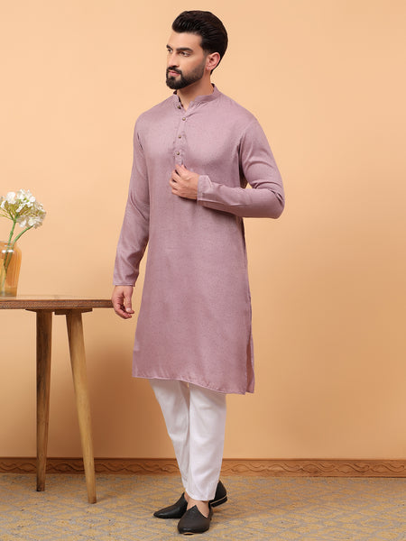 Traditional Ethnic Wear Lavender  Embellished Sequinned  Straight Rayon  Kurta Pyjama Set  For Men