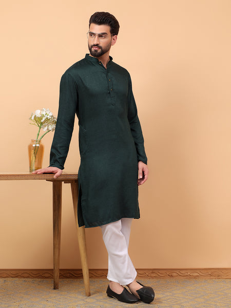 Traditional Ethnic Wear  Embellished Sequinned  Straight Rayon Green  Kurta Pyjama Set  For Men