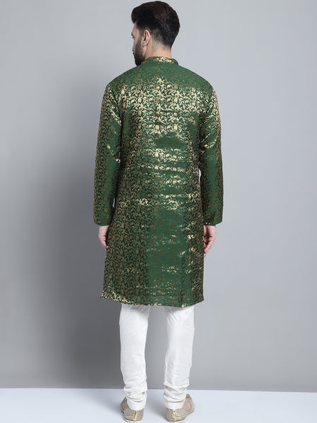 Golden Detailing Brocade Kurta Pajama Set by Treemoda