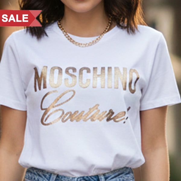 Luxury Women T-Shirts with Embossed Logo Print