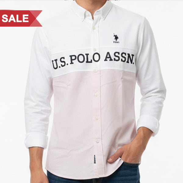 Men’s Colorblock Casual Shirt with Bold Logo