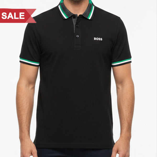 Exclusive Branded Black Polo T-Shirt with Green & White Trim (Copy)