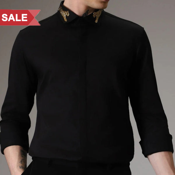 Panther Pounce Hand Embroidered Designer Shirt