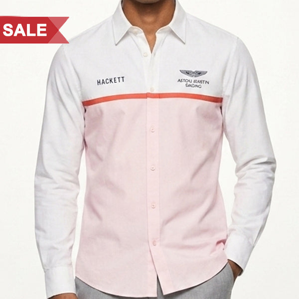 Luxury Branded Racing Men's White & Pink Colorblock Premium Full Sleeve Shirt (Copy)