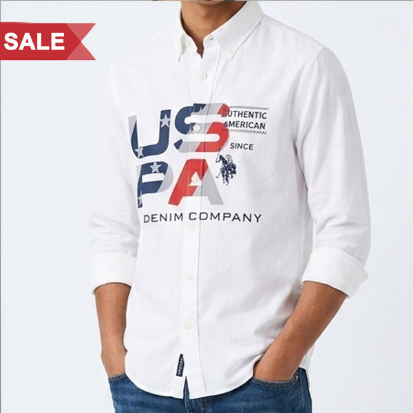 Men Premium  Branded White Graphic Shirt
