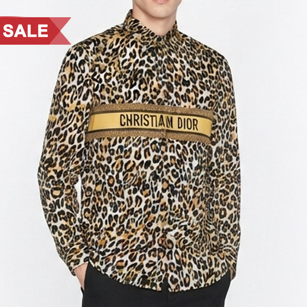Men’s Bold Leopard Print Shirt with Signature Logo Band
