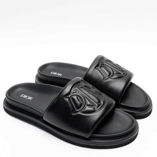 Black Logo Slide Sandals Premium Luxury Comfort Wear