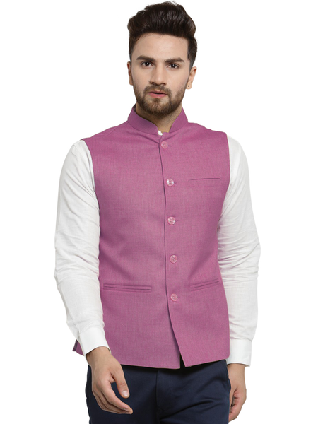 Treemoda Lavender Nehru jacket For Men Stylish Latest Design Suitable for Ethnic Wear/Wedding Wear/ Formal Wear/Casual Wear