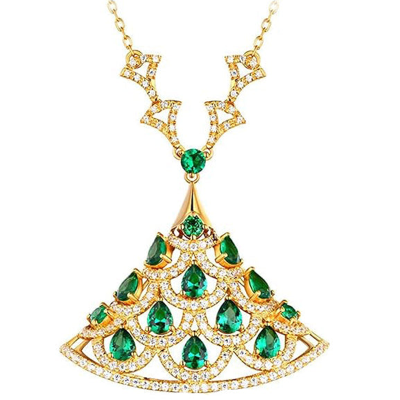 Luxury Gold  Emeralds Necklace