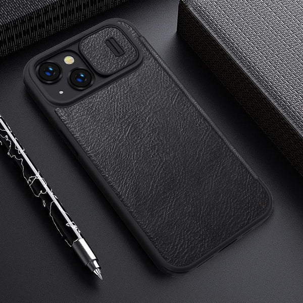 Nillkin Qin Pro Camshield Camera Slider Leather Flip + Card Slot Case for 15 Series