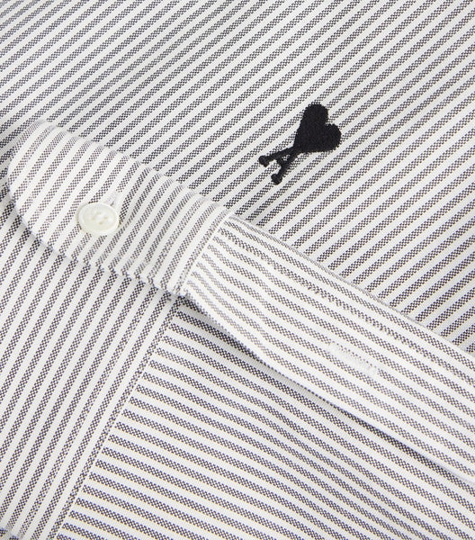 Luxury Black & White Striped Branded Shirt Smart Casual Classic