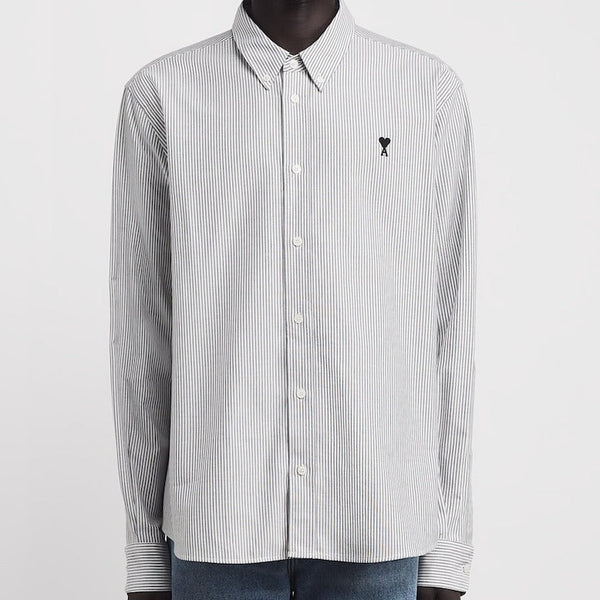 Luxury Black & White Striped Branded Shirt Smart Casual Classic