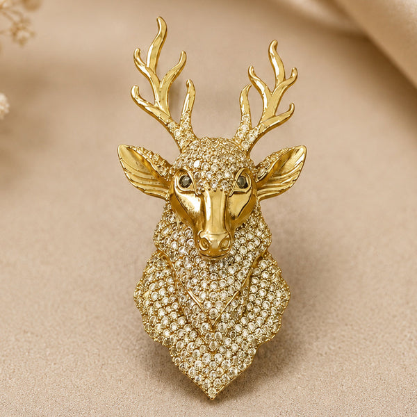 Royal Deer Brooch – Elegant Golden Statement Accessory