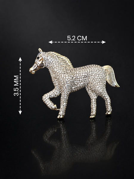 Premium Silver-Plated Horse Brooch Pin | AAA Quality AD Brass Animal Brooch