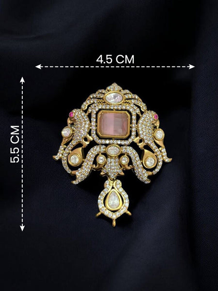 Victorian Moissanite Polki Brass Pendant – Victorina Double Golden Plating