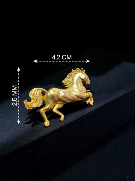 Royal Golden Horse Brooch Pin  Handmade Brass Designer Brooch