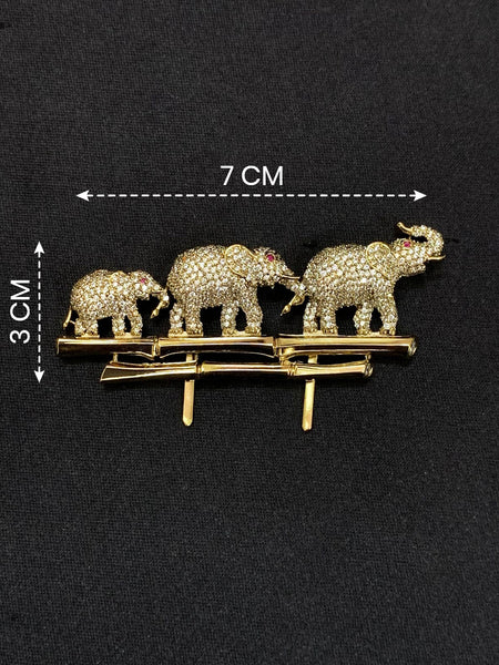 Luxury Victorian Elephant Family Brooch – Brass Plated AAA Quality Statement Jewelry