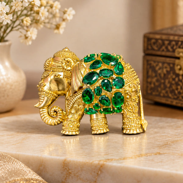 Premium Elephant Designer Brooch Pin for Women | Brass Metal with Gold Plating & AAA Quality AD Stones