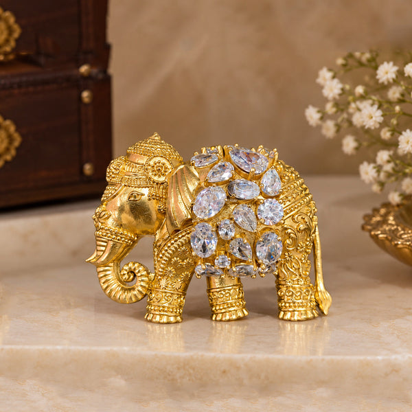 Luxury Elephant Brooch Pin for Women | Premium Brass, Gold Plated, AAA Quality AD Designer Brooch