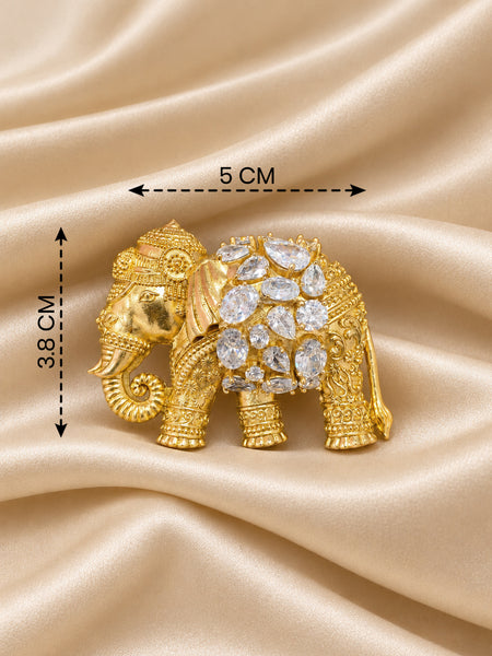 Luxury Elephant Brooch Pin for Women | Premium Brass, Gold Plated, AAA Quality AD Designer Brooch