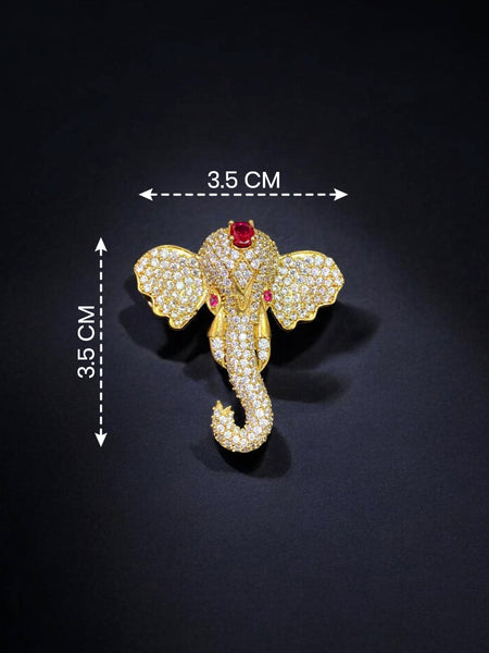 Premium Victorian-Plated Elephant Brooch Pin | AAA Quality AD Brass Designer Brooch