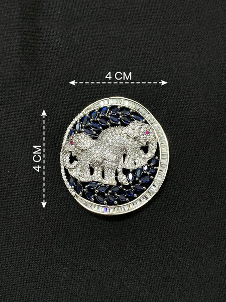 Luxury Victorian Elephant Family Brooch with Blue Stones – Brass Plated AAA Quality Jewelry