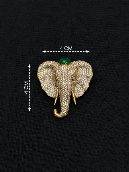 Luxury Victorian Elephant Brooch with Green Stone – Brass Plated AAA Quality Statement Jewelry