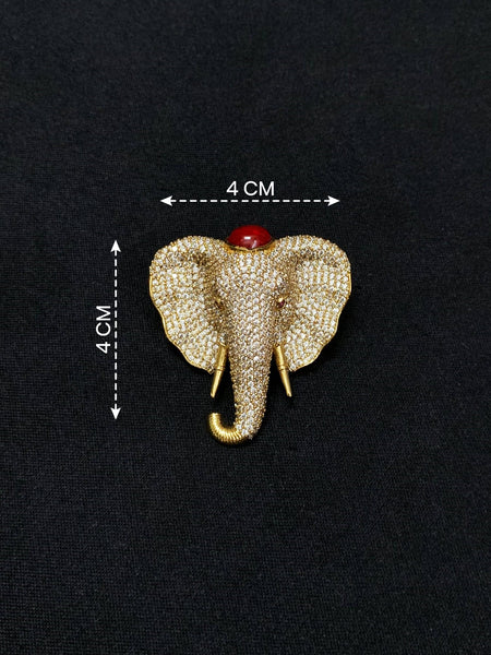 Luxury Victorian Elephant Brooch with Red Stone – Brass Plated AAA Quality Statement Jewelry
