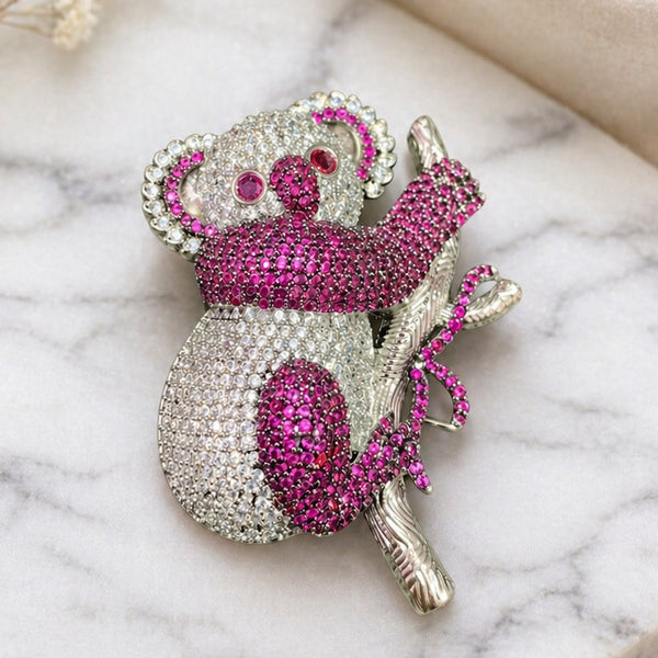 Cute Koala Crystal Brooch Pin Premium AD Stone Designer Brooch