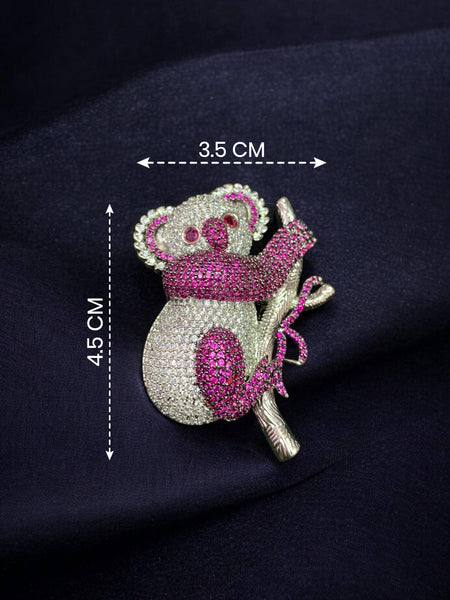 Cute Koala Crystal Brooch Pin Premium AD Stone Designer Brooch
