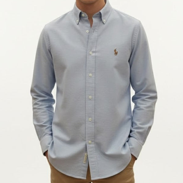 Classic Sky Blue Button-Down Cotton Shirt