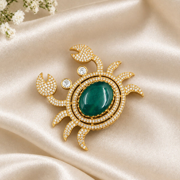Premium Designer Crab Shape Brooch | AAA Quality AD Studded Brass Brooch with Doublet Stone