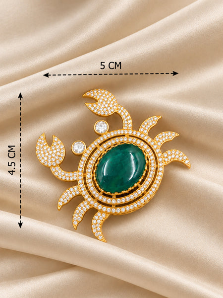 Premium Designer Crab Shape Brooch | AAA Quality AD Studded Brass Brooch with Doublet Stone