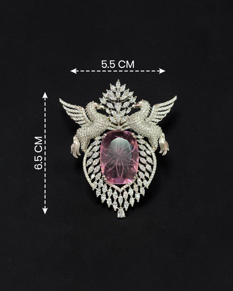 Royal Swan & Floral Crystal Brooch Premium Statement Piece