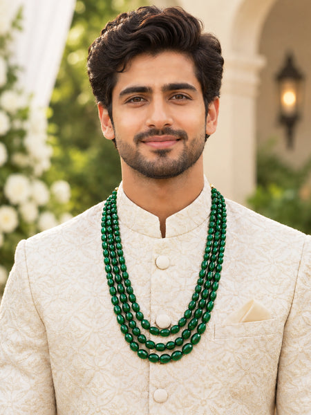 Luxury High-End Multi-Strand Green Onyx Bead Necklace