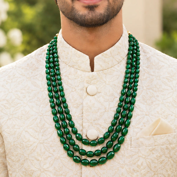 Luxury High-End Multi-Strand Green Onyx Bead Necklace