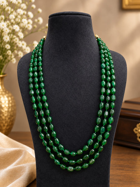 Luxury High-End Multi-Strand Green Onyx Bead Necklace