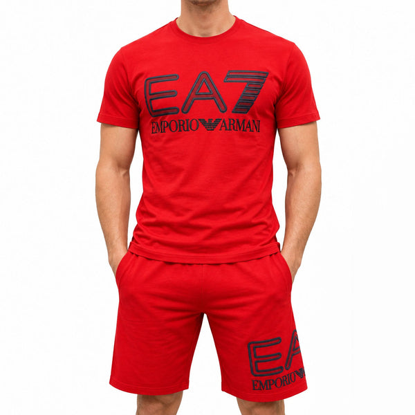 Men Premium Red T-Shirt & Shorts Co-Ord Set