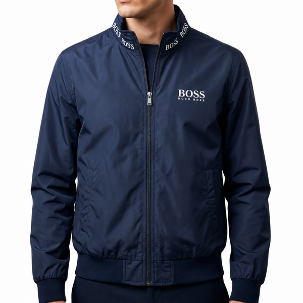 Men Premium Navy Blue Full-Zip Jacket