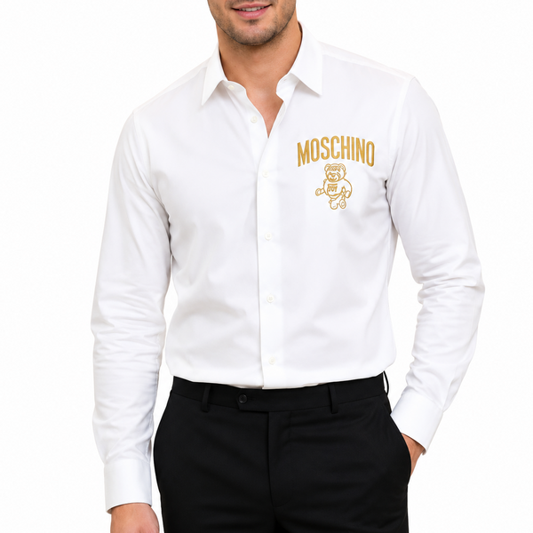Premium Men White Full Sleeve Casual Shirt with Chest Detail
