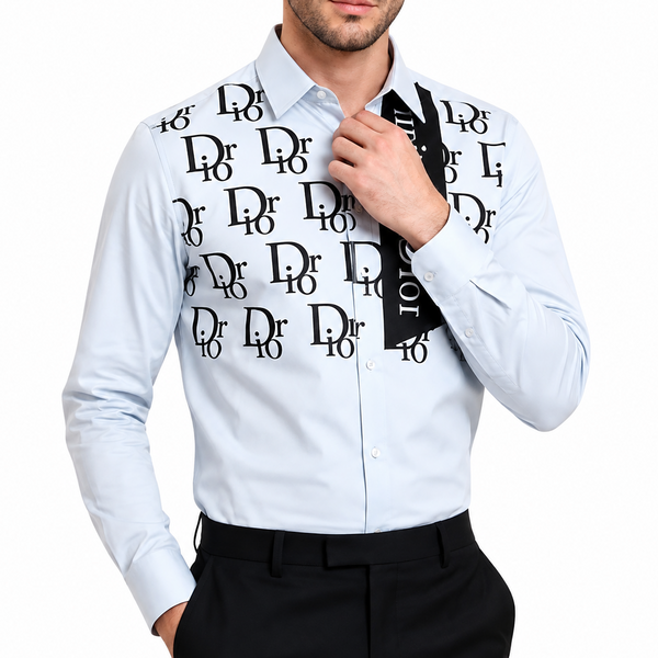 Men Premium Light Blue Printed Full Sleeve Casual Shirt – Modern Button-Down Shirt