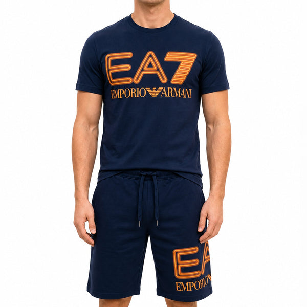 Men Premium Navy Blue T-Shirt & Shorts Co-Ord Set