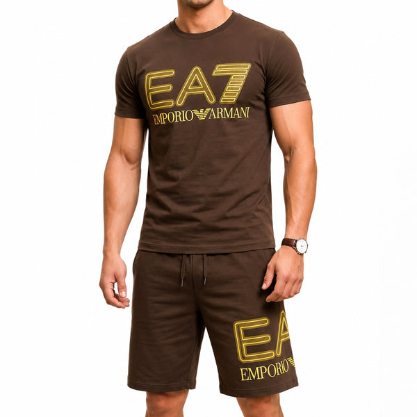 Men Premium Brown T-Shirt & Shorts Co-Ord Set
