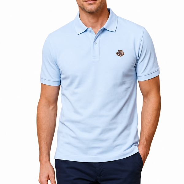 Men Premium Sky Blue Polo T-Shirt | Classic Fit | Half Sleeves