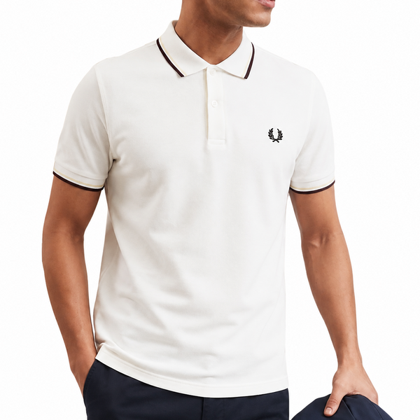 Premium Men White Polo T-Shirt with Contrast Tipping | Classic Regular Fit