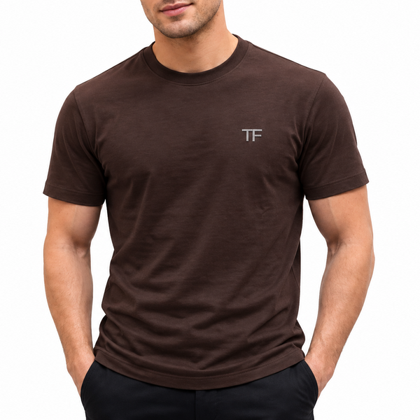 Premium Men Solid Crew Neck T-Shirt – Soft Regular Fit | Brown