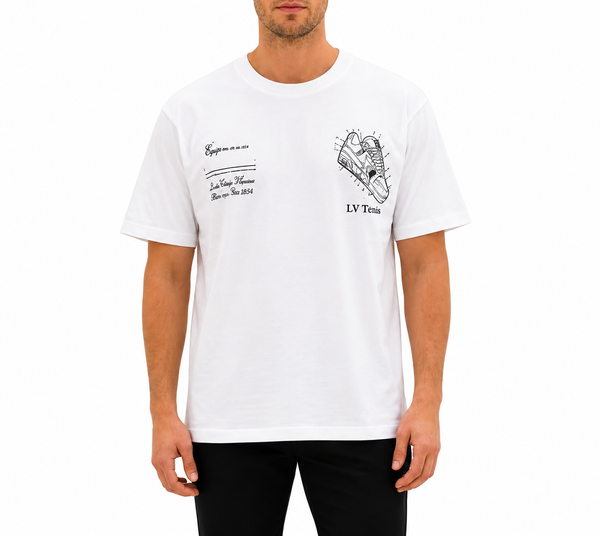 Men White Graphic T-Shirt – Short Sleeve Crew Neck Casual Printed Tee