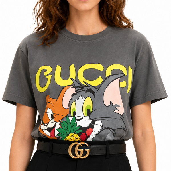 Premium Cartoon Graphic T-Shirt for Men – Cat & Mouse Printed Casual Tee