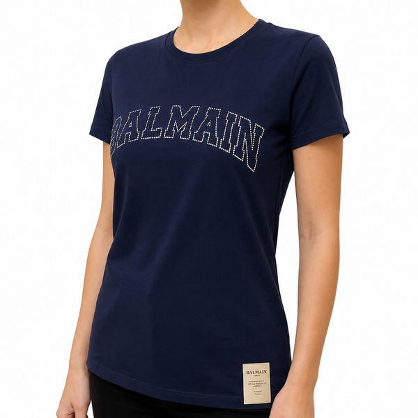 Women Navy Blue Graphic T-Shirt – Premium Casual Crew Neck Tee