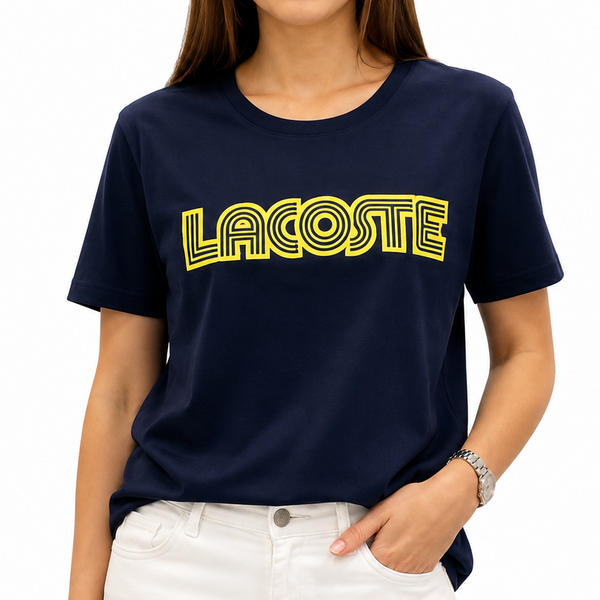 Premium Navy Blue Graphic T-Shirt for Women – Stylish Casual Crew Neck Tee